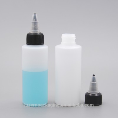 60ml Clear PE Sharp Mouth Water Based Ink Fefill Bottle With Twist Off Cap