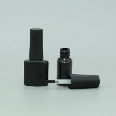 5-7ml Cosmetic Package HDPE Black Oval Empty Nail Polish Plastic Bottle With Cap And Brush