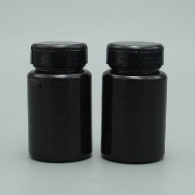 Black 80ml PET Flip Top Cap Plastic Pill Capsule Bottle