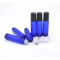 Custom 10ml Blue roll on glass perfume bottle with roller